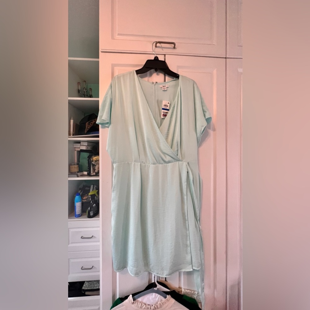 Sea foam green wrap dress